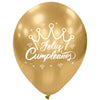 Globos Látex Biodegradables Espejo Cromado Feliz Cumpleaños Dorado y Fucsia