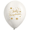 Globos Látex Biodegradables Corrientes Feliz Cumpleaños Tinta Dorada y Plata