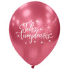 Globos Látex Biodegradables Impresos Espejo Feliz Cumpleaños Surtidos