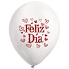 Globos Látex Biodegradables Corrientes Feliz Día Blanco y Rojo