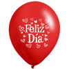 Globos Látex Biodegradables Corrientes Feliz Día Blanco y Rojo