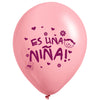 Globos Látex Biodegradables Es una Niña Rosado y Blanco