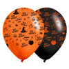 Globos Látex Biodegradables Corrientes 360° Halloween Negro y Naranja