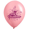 Globos Látex Biodegradables  Mi Bautizo Rosado y Blanco