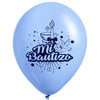 Globos Látex Biodegradables Mi Bautizo Azul y Blanco