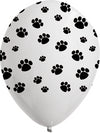 Globos Látex Biodegradables Corrienres 360° Huellas Blanco y Negro